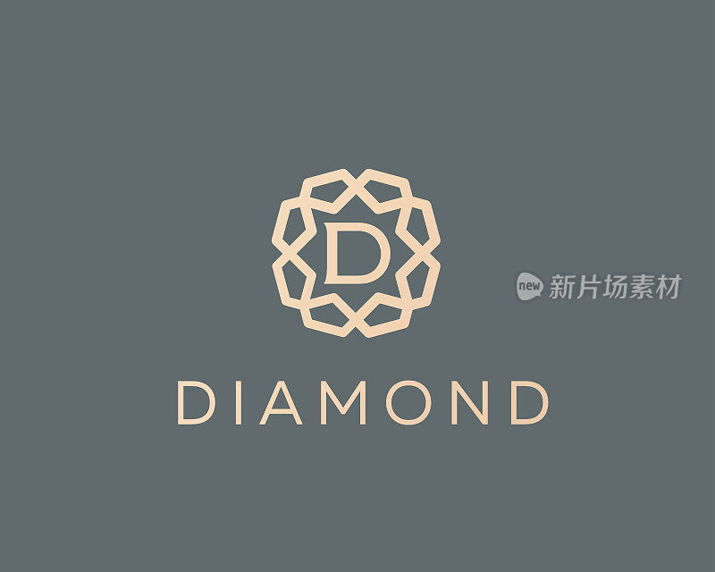 Premium letter D标志图标矢量设计。奢华珠宝架